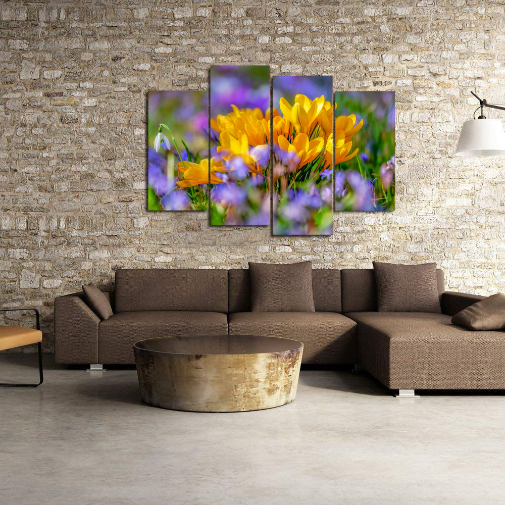 Crocus Flower Blossom Yellow Bloom Flora Canvas Prints Wall Art Home Decor - Canvas Print Sale