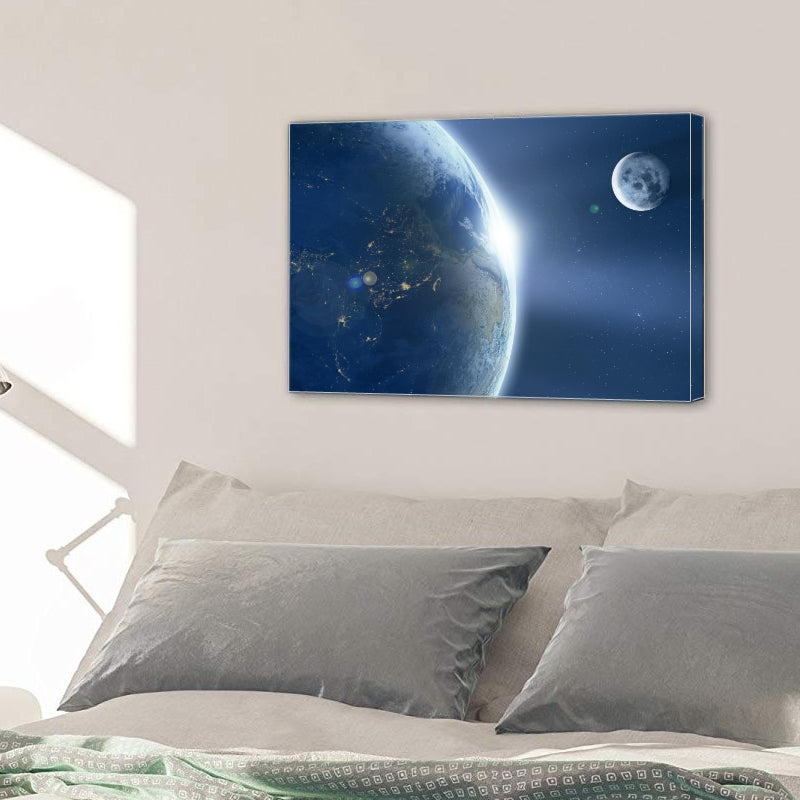 Earth Moon Ache Sunrise Space Universe Astronomy Canvas Prints Wall Art Home Decor - Canvas Print Sale