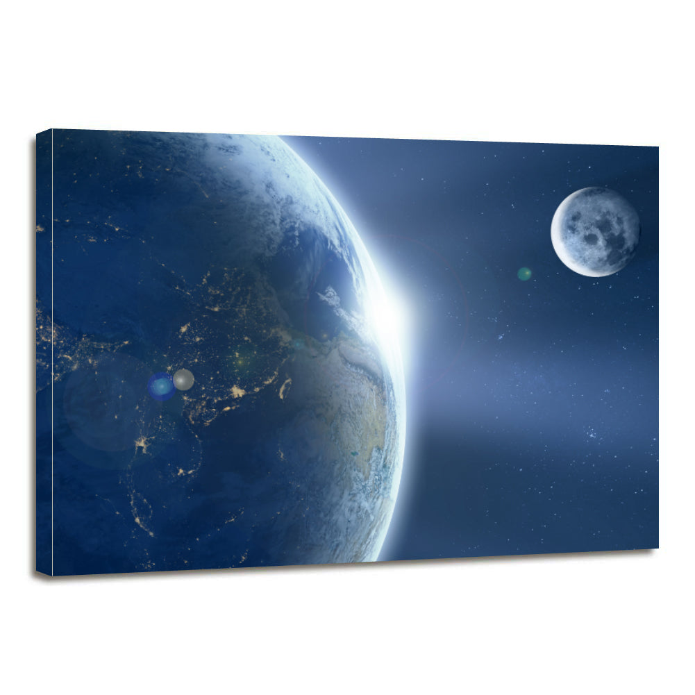Earth Moon Ache Sunrise Space Universe Astronomy Canvas Prints Wall Art Home Decor - Canvas Print Sale
