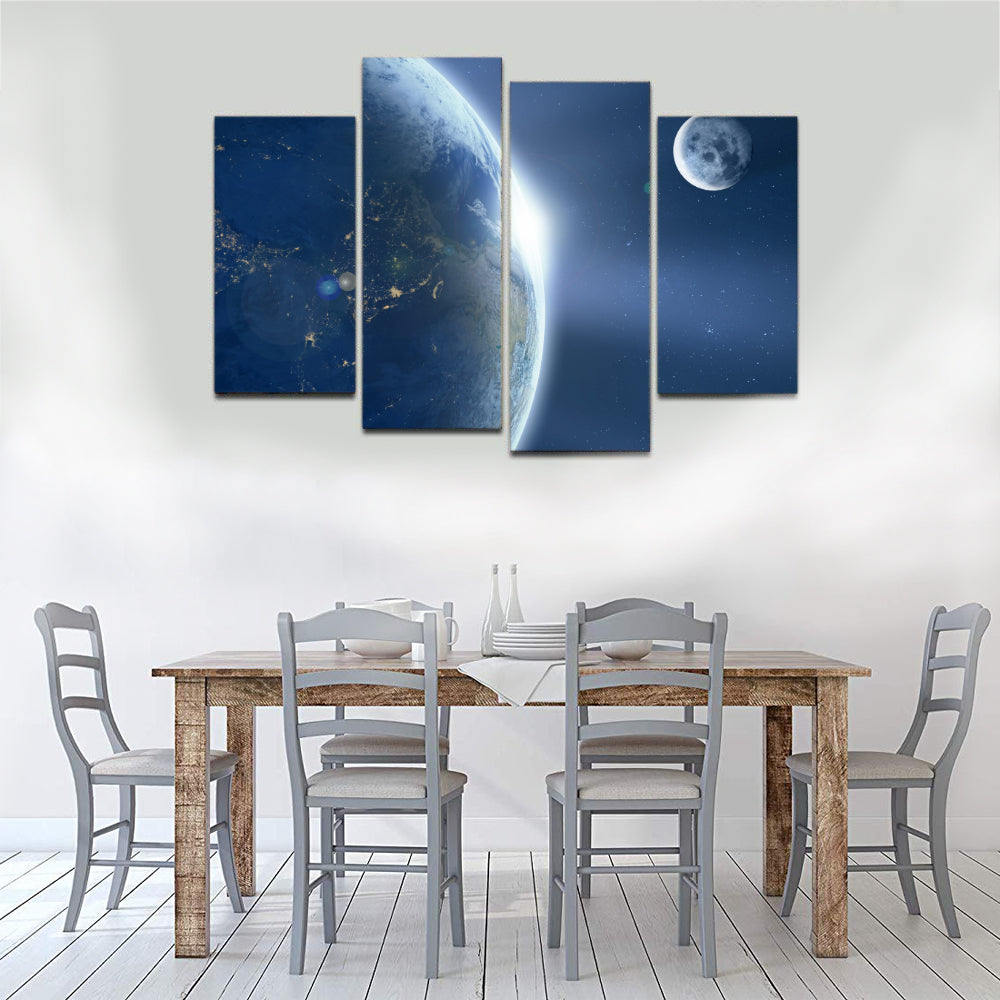 Earth Moon Ache Sunrise Space Universe Astronomy Canvas Prints Wall Art Home Decor - Canvas Print Sale