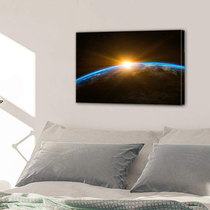 Space Earth Sunrise Canvas Prints Home Decor Wall Art - Canvas Print Sale