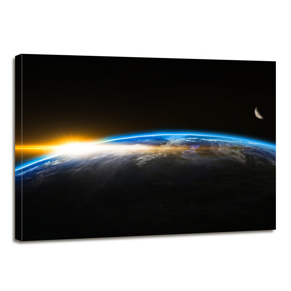 Outer Space Globe World Earth Sunrise Canvas Prints Wall Art Home Decor - Canvas Print Sale