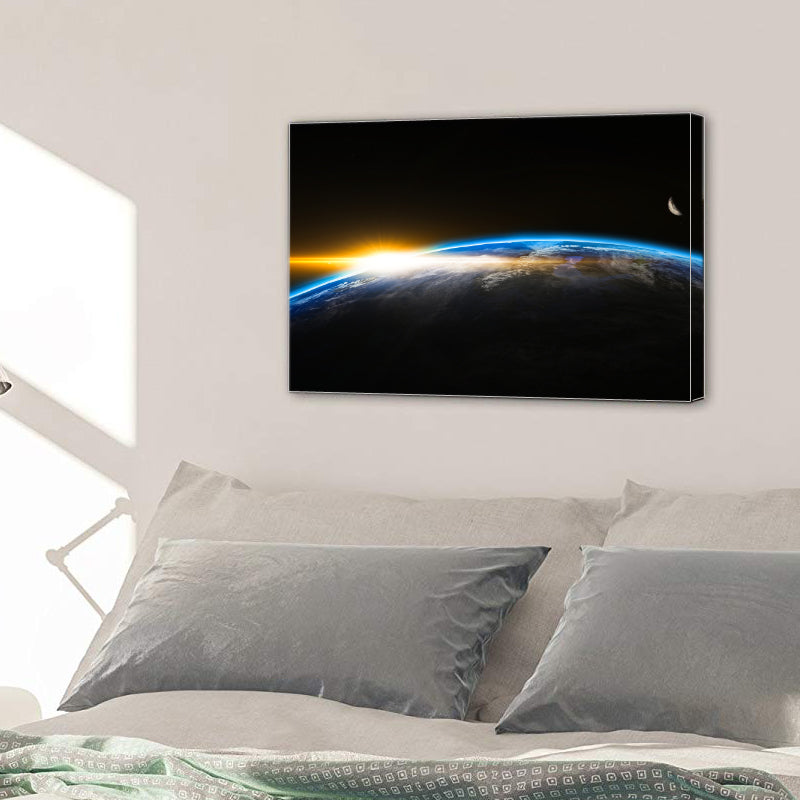 Outer Space Globe World Earth Sunrise Canvas Prints Wall Art Home Decor - Canvas Print Sale