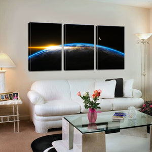 Outer Space Globe World Earth Sunrise Canvas Prints Wall Art Home Decor - Canvas Print Sale