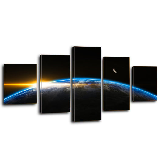 Outer Space Globe World Earth Sunrise Canvas Prints Wall Art Home Decor - Canvas Print Sale