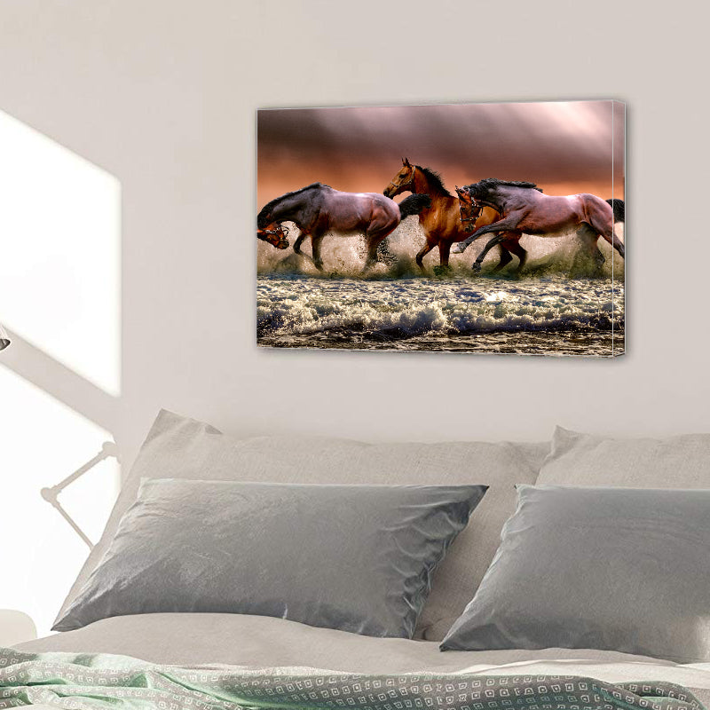 Fauna Horses Galloping Canvas Prints Wall Art Home Decor - Canvas Print Sale