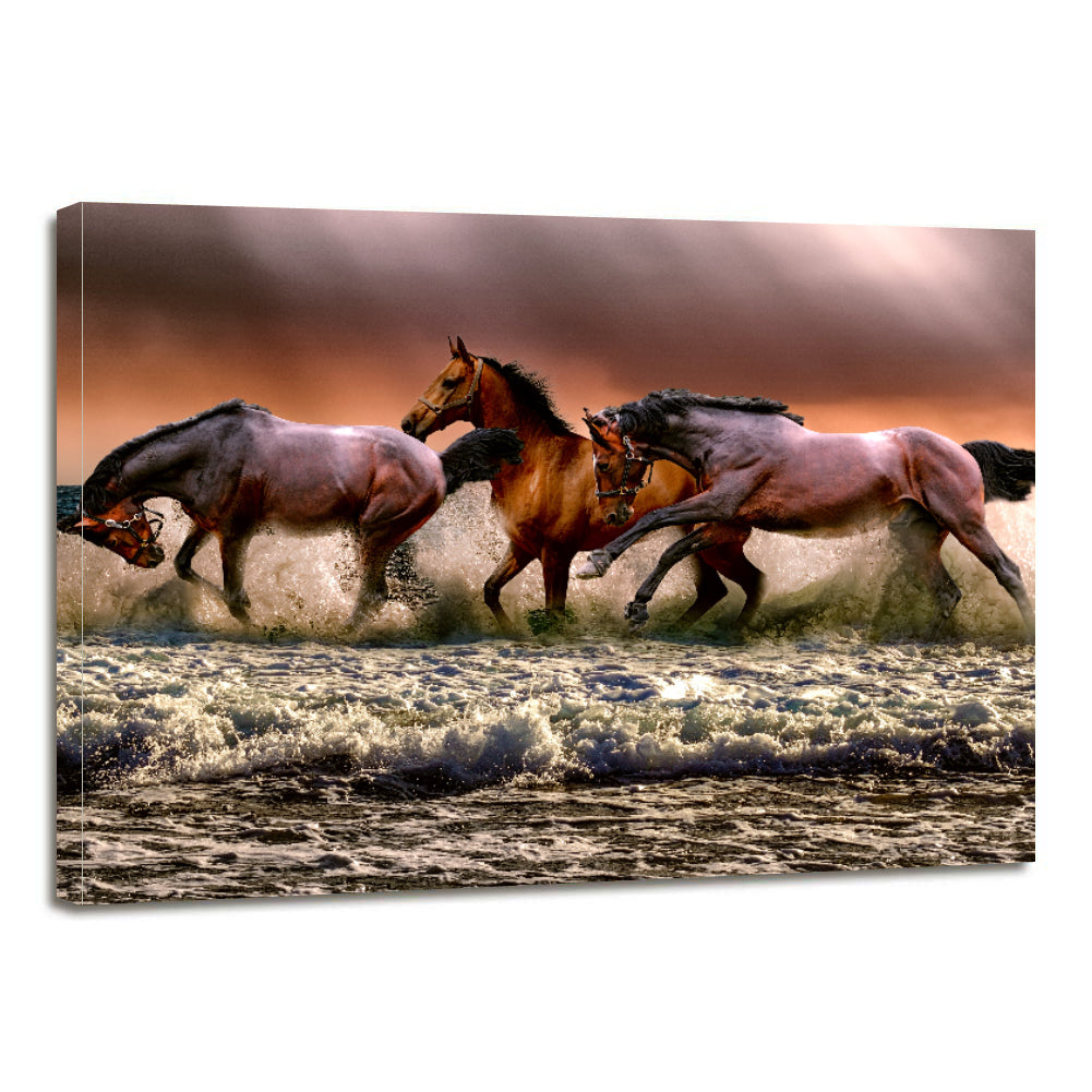 Fauna Horses Galloping Canvas Prints Wall Art Home Decor - Canvas Print Sale