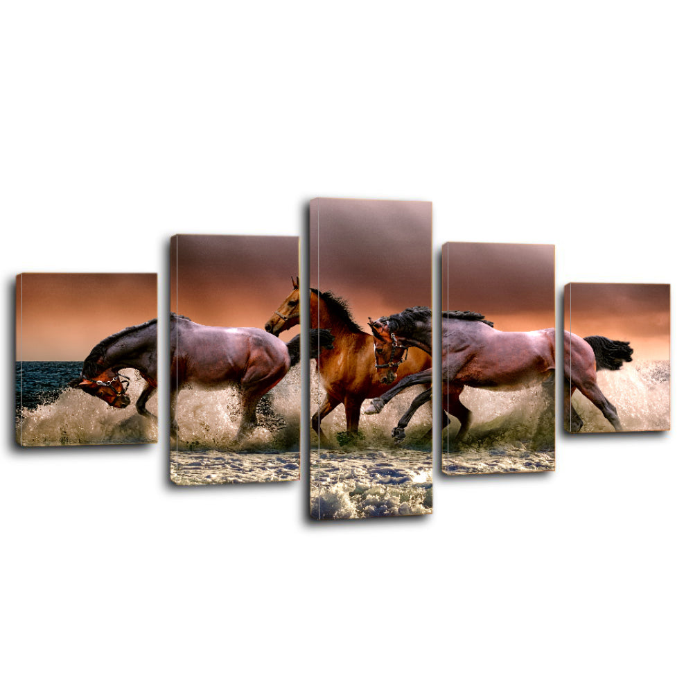 Fauna Horses Galloping Canvas Prints Wall Art Home Decor - Canvas Print Sale