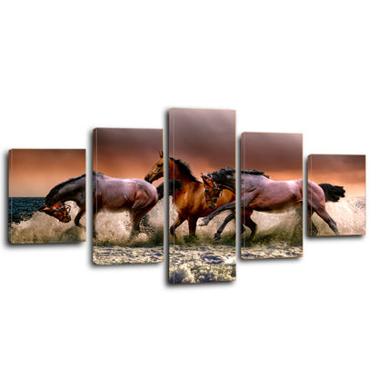 Fauna Horses Galloping Canvas Prints Wall Art Home Decor - Canvas Print Sale