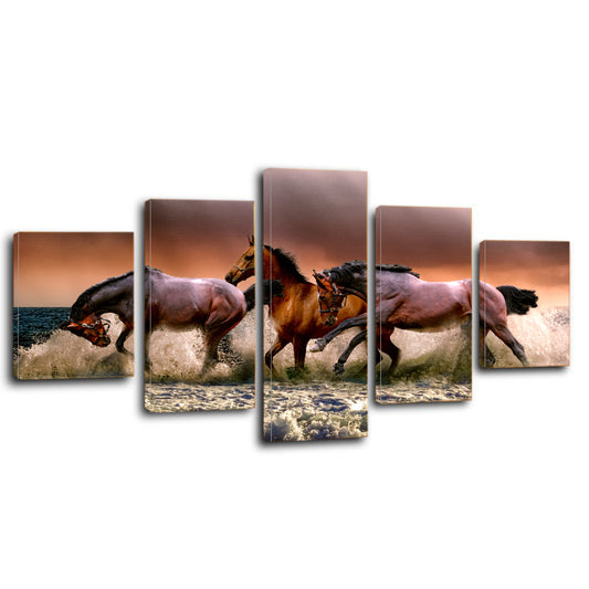 Fauna Horses Galloping Canvas Prints Wall Art Home Decor - Canvas Print Sale