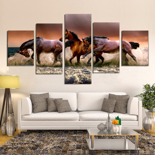 Fauna Horses Galloping Canvas Prints Wall Art Home Decor - Canvas Print Sale