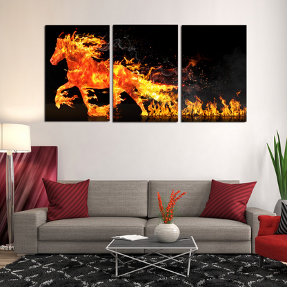 Fire Horse Running Canvas Prints Home Decor Wall Art - Canvas Print Sale