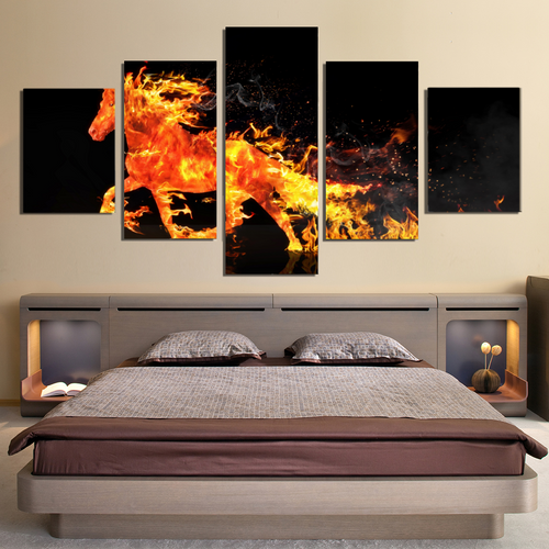 Fire Horse Running Canvas Prints Home Decor Wall Art - Canvas Print Sale