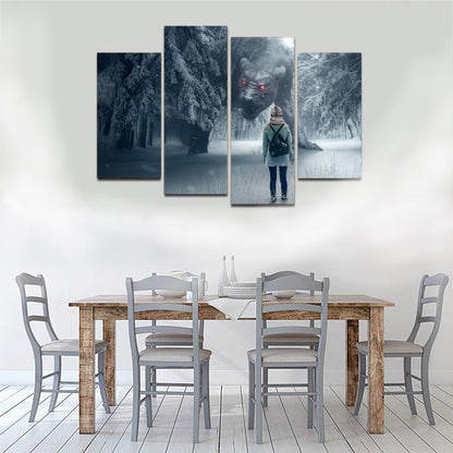 Snow Winter Fantasy Forest Monster Girl Canvas Prints Home Decor Wall Art - Canvas Print Sale