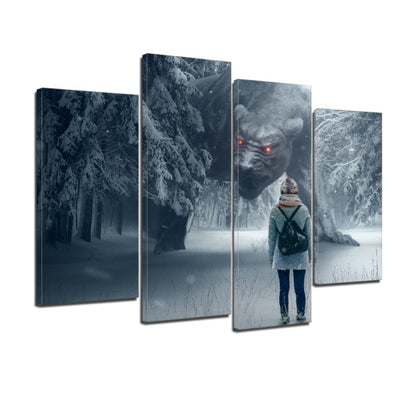 Snow Winter Fantasy Forest Monster Girl Canvas Prints Home Decor Wall Art - Canvas Print Sale