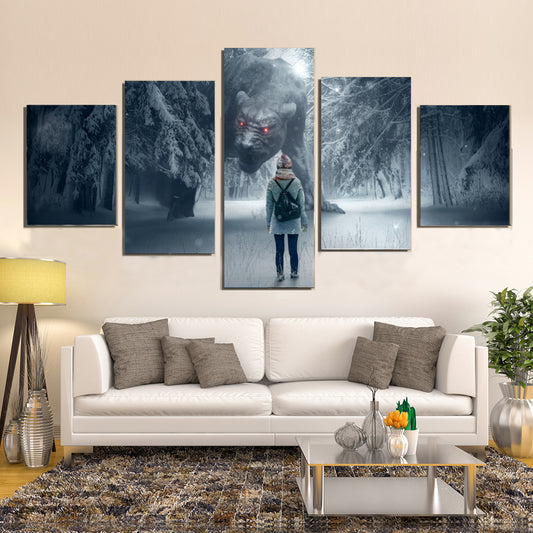 Snow Winter Fantasy Forest Monster Girl Canvas Prints Home Decor Wall Art - Canvas Print Sale