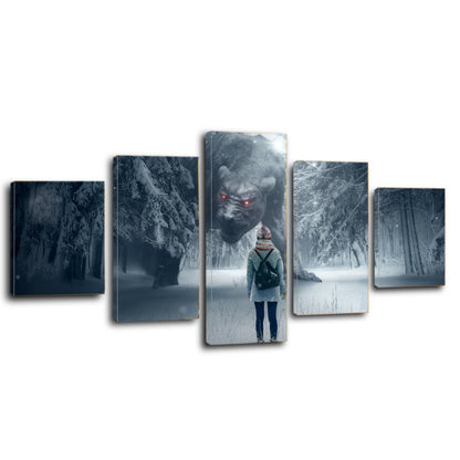 Snow Winter Fantasy Forest Monster Girl Canvas Prints Home Decor Wall Art - Canvas Print Sale