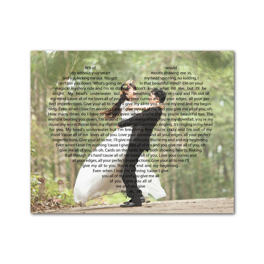 Custom Lyrics Vows On Heart Canvas Landscape - Canvas Print Sale