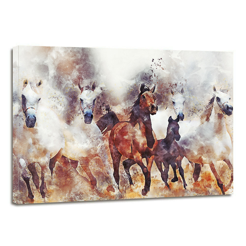 Herd Horses Running Nature Animal Herd Scenic Canvas Prints Wall Art Home Decor - Canvas Print Sale