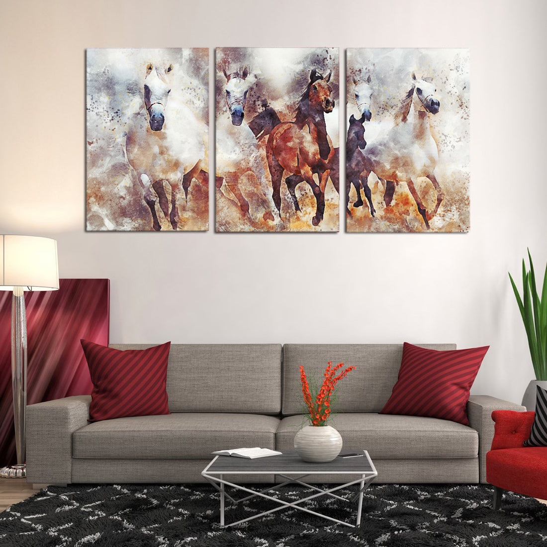 Herd Horses Running Nature Animal Herd Scenic Canvas Prints Wall Art Home Decor - Canvas Print Sale