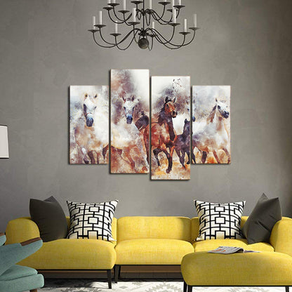 Herd Horses Running Nature Animal Herd Scenic Canvas Prints Wall Art Home Decor - Canvas Print Sale