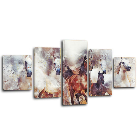 Herd Horses Running Nature Animal Herd Scenic Canvas Prints Wall Art Home Decor - Canvas Print Sale