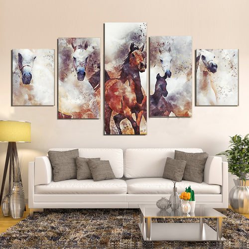 Herd Horses Running Nature Animal Herd Scenic Canvas Prints Wall Art Home Decor - Canvas Print Sale