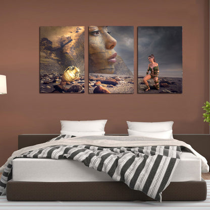 Mystical Beach Woman Fantasy Rock Treasure Vase Canvas Prints Wall Art Home Decor - Canvas Print Sale