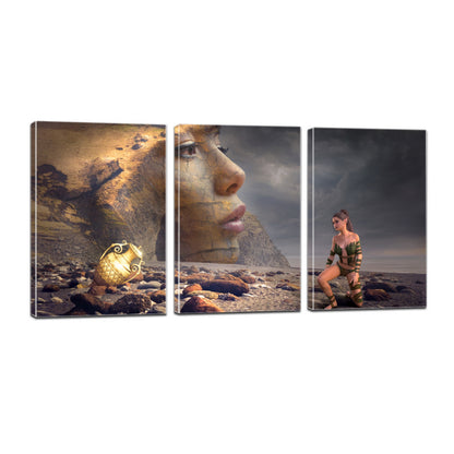 Mystical Beach Woman Fantasy Rock Treasure Vase Canvas Prints Wall Art Home Decor - Canvas Print Sale