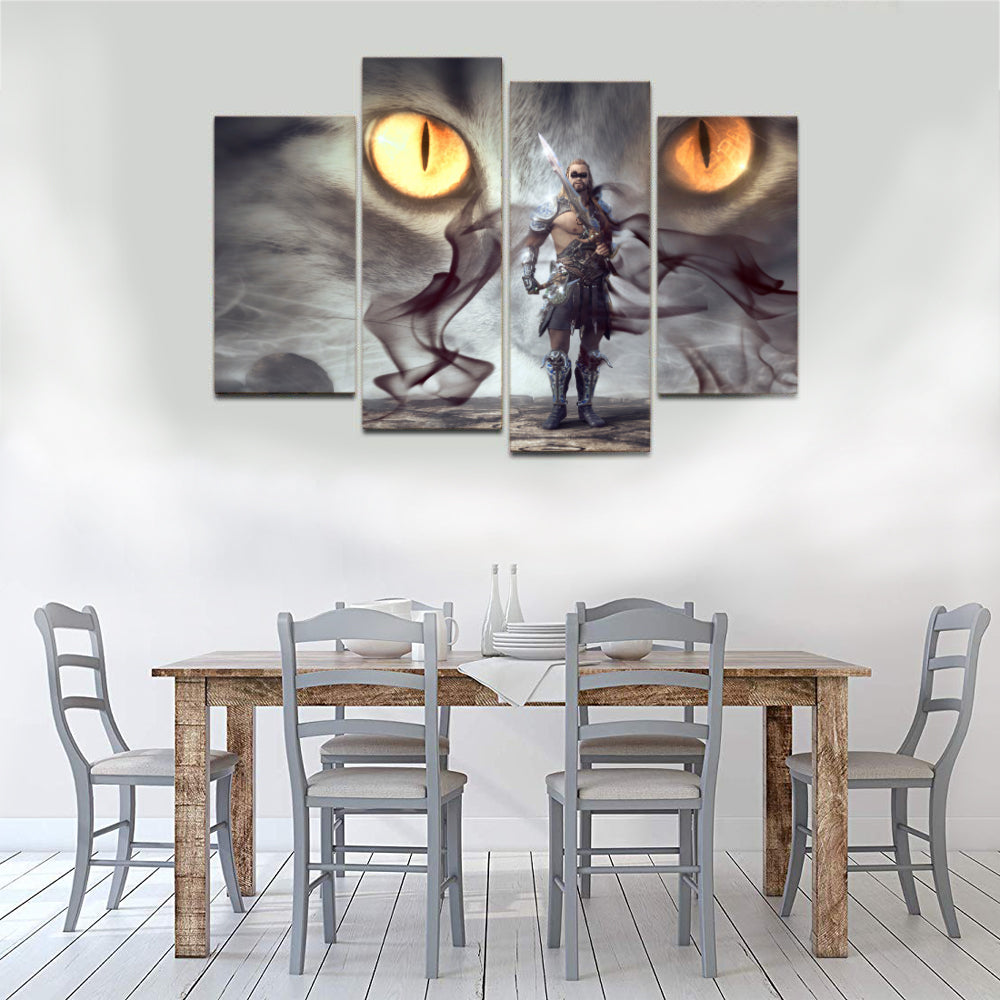 Fantasy Warrior Mystical Eyes Smoke Gloomy Man Canvas Prints Wall Art Home Decor - Canvas Print Sale