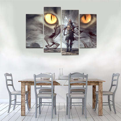 Fantasy Warrior Mystical Eyes Smoke Gloomy Man Canvas Prints Wall Art Home Decor - Canvas Print Sale