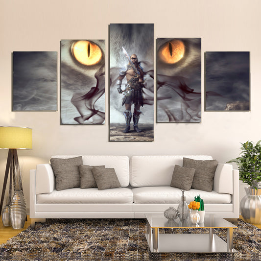 Fantasy Warrior Mystical Eyes Smoke Gloomy Man Canvas Prints Wall Art Home Decor - Canvas Print Sale