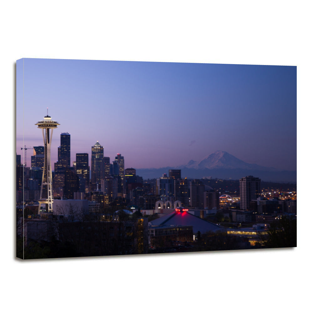 Seattle City Urban Cityscape Skyline Sunset Canvas Prints Wall Art Home Decor - Canvas Print Sale