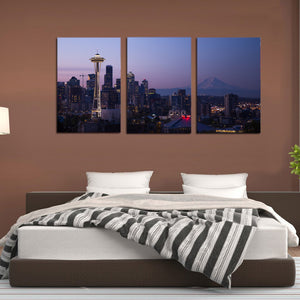 Seattle City Urban Cityscape Skyline Sunset Canvas Prints Wall Art Home Decor - Canvas Print Sale