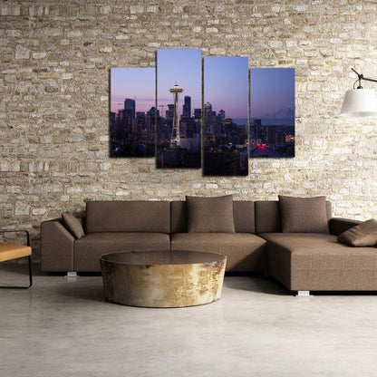 Seattle City Urban Cityscape Skyline Sunset Canvas Prints Wall Art Home Decor - Canvas Print Sale