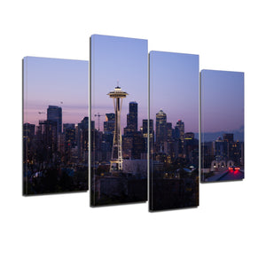 Seattle City Urban Cityscape Skyline Sunset Canvas Prints Wall Art Home Decor - Canvas Print Sale