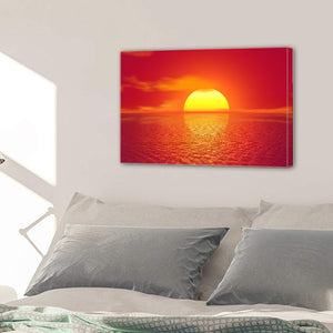 Sky Sea Ocean Sunset Sun Golden Glow Canvas Prints Home Decor Wall Art - Canvas Print Sale