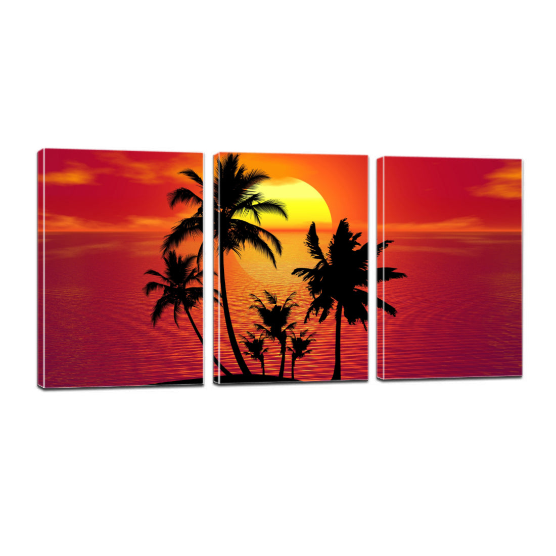 Tropical Summer Sunset Beach Palm Trees Island Canvas Prints Wall Art Home Decor - Canvas Print Sale