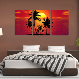 Tropical Summer Sunset Beach Palm Trees Island Canvas Prints Wall Art Home Decor - Canvas Print Sale
