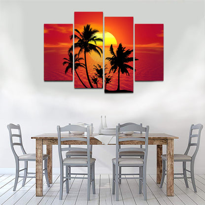 Tropical Summer Sunset Beach Palm Trees Island Canvas Prints Wall Art Home Decor - Canvas Print Sale