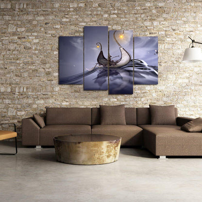 Viking Sea Ocean Water Wave Fantasy Ship Canvas Prints Wall Art Home Decor - Canvas Print Sale