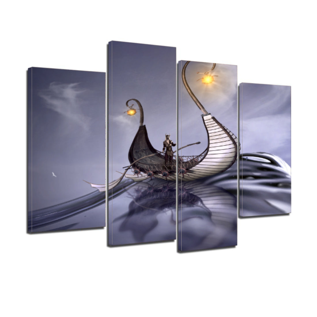 Viking Sea Ocean Water Wave Fantasy Ship Canvas Prints Wall Art Home Decor - Canvas Print Sale